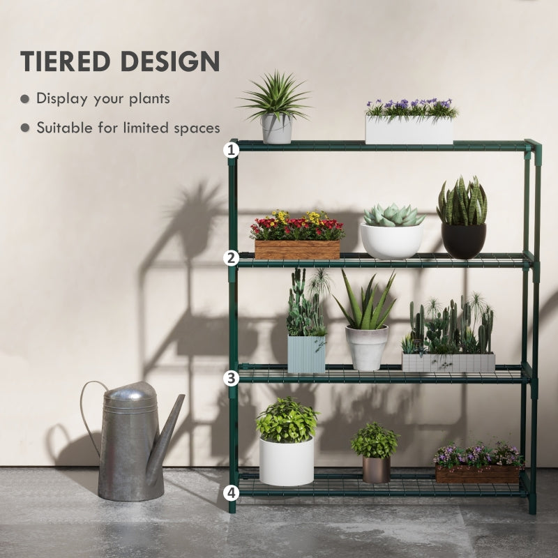 Black Four-Tier Steel Plant Shelf