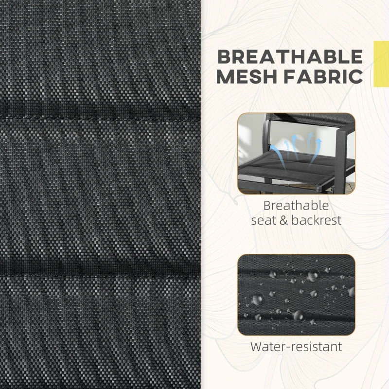 Black Aluminium Stackable Garden Chairs Set of 2