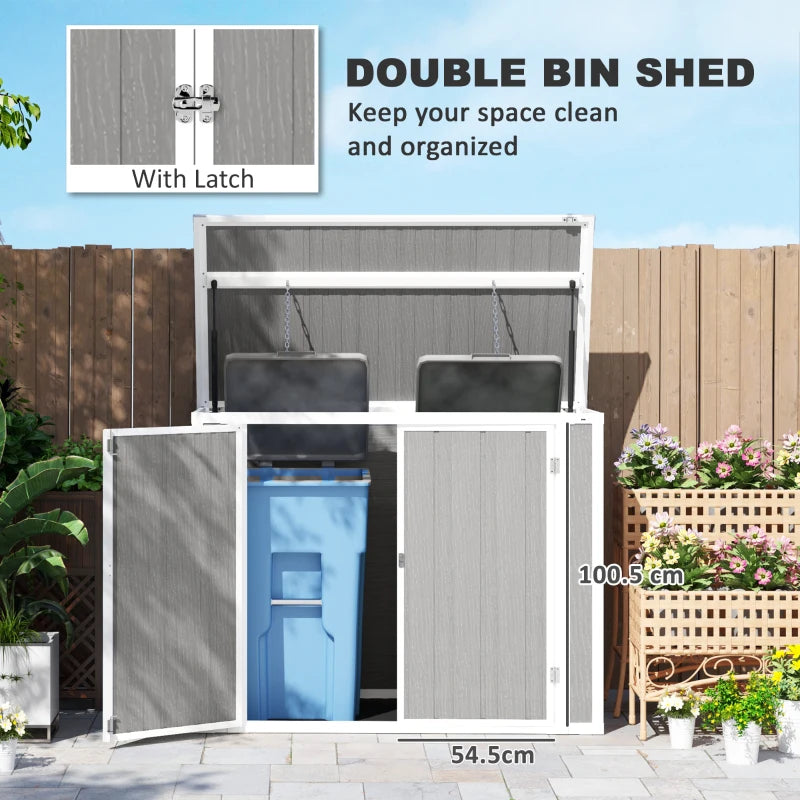 4.7ft x 2.5ft Grey Garden Shed - Double Bin Storage Shed with Lockable Doors, Outdoor Small Shed