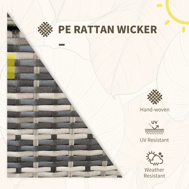 Seven-Piece Rattan Sofa Set With Cushions - Grey