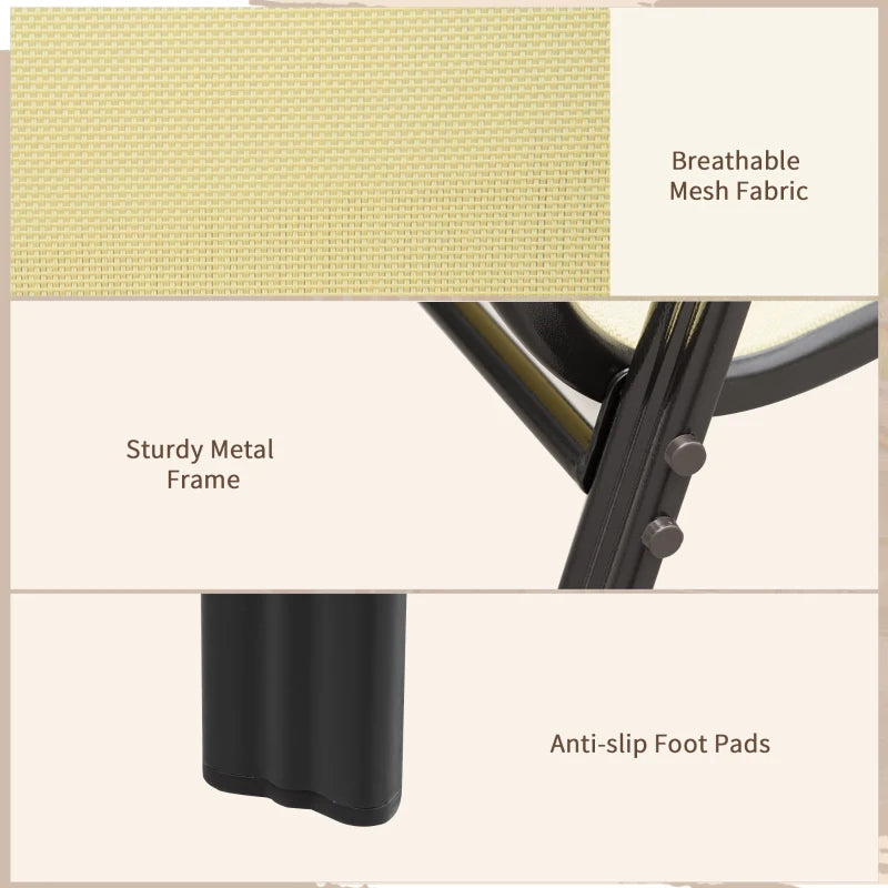 Beige Stackable High Backrest Outdoor Dining Chairs Set of 4