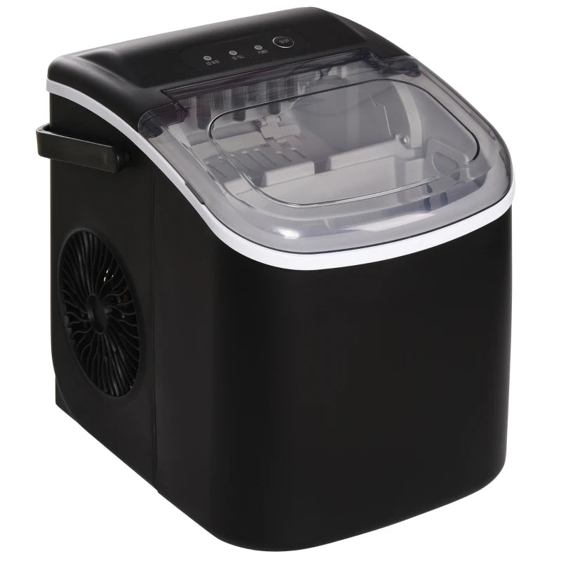 Portable Ice Maker Machine 12Kg Daily Production 9 Cubes Ready in 6-12 Minutes Countertop Ice Cube Maker with Scoop and Basket Black