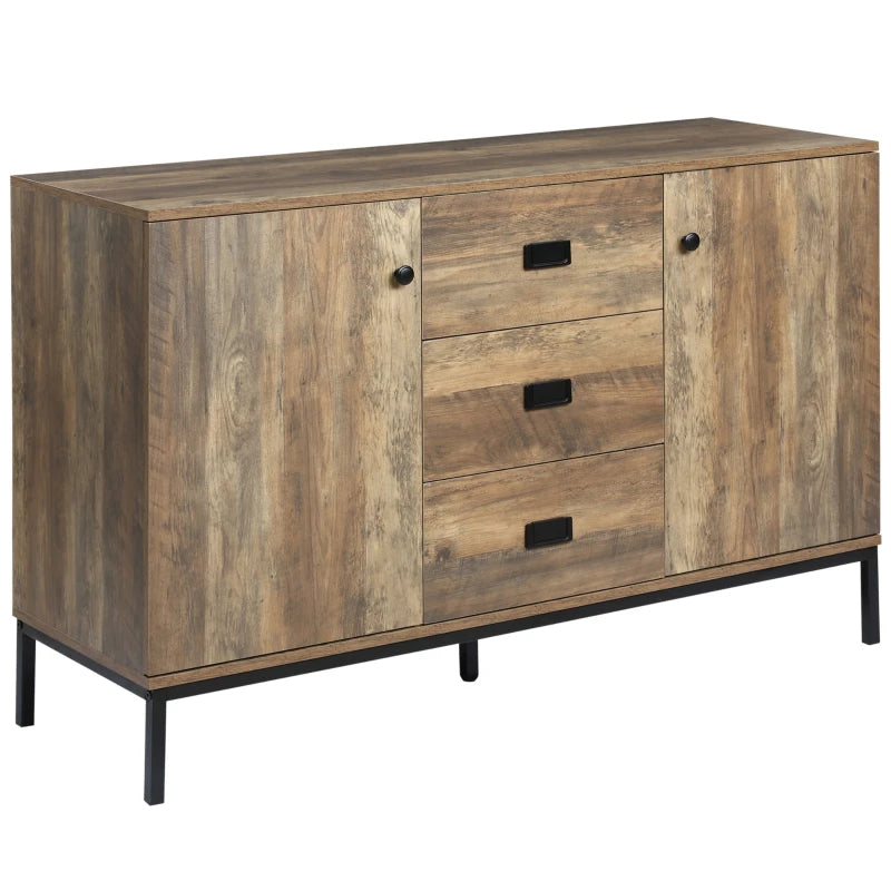 Unique Retro Mango Wood-Effect Sideboard - Stylish Storage Solution for Living Room & Dining Room Decor