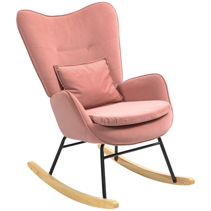 Velvet Rocking Armchair in Pink - Stylish and Comfortable Seating for Your Home
