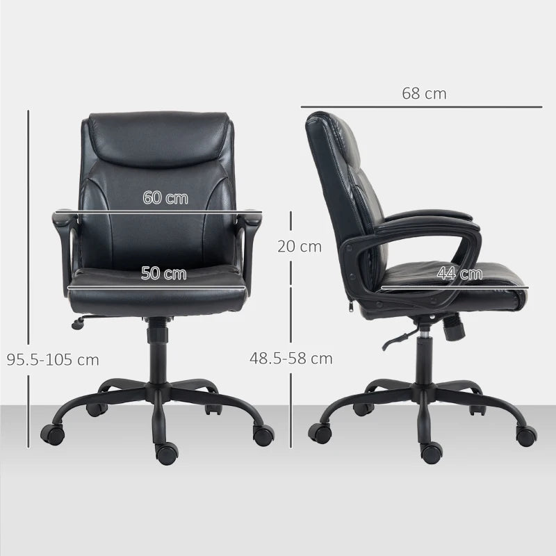Executive Office Chair Faux Leather Desk Chair Height Adjustable Swivel Wheels Tilt Function Computer Chair for Home Office Study Room Black
