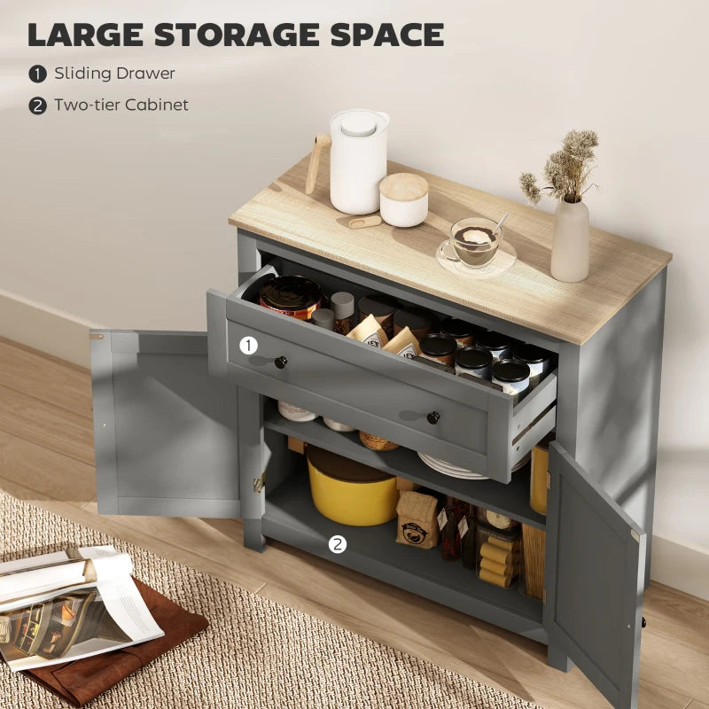 Modern Sideboard Storage Cabinet with Adjustable Shelf and Drawer for Living Room Dining Room Hallway Grey