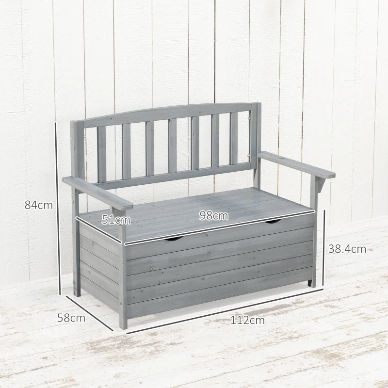Grey Two-Seater Garden Storage Bench - Outdoor Furniture for Patio and Garden