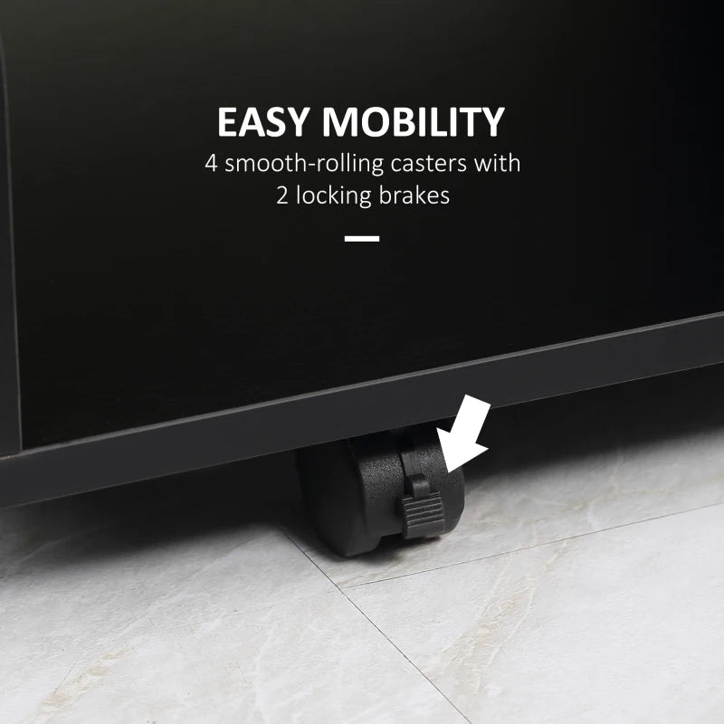 Multi-Storage Compact Work Desk on Wheels - Stylish Black Home Office Furniture for Small Spaces