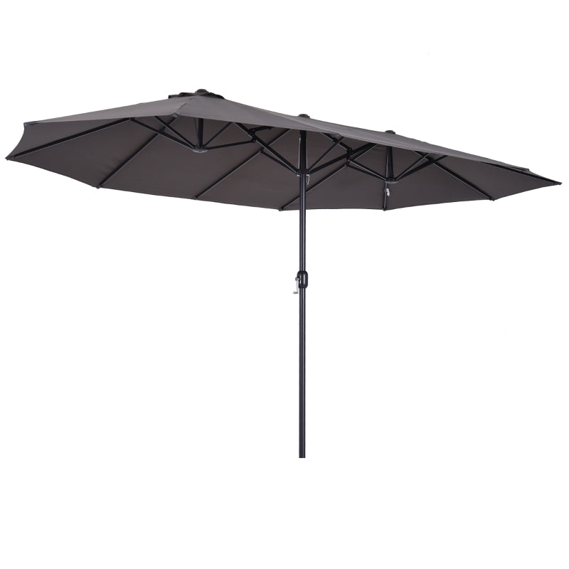 Double-Sided Grey Garden Sun Umbrella - 4.6m Patio Shade Canopy