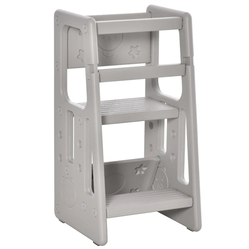 Adjustable Kids Step Stool with Non-Slip Mat - Grey - Perfect for Safe and Easy Reaching