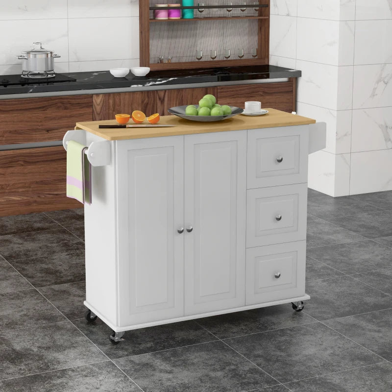 Rolling Kitchen Island with Drop Leaf and Storage Trolley on Wheels for Easy Mobility