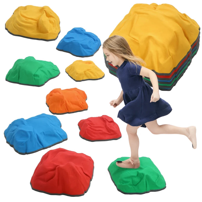 Colorful Balance Stepping Stones for Kids Non-Slip Indoor Outdoor Obstacle Course Ages 3-8