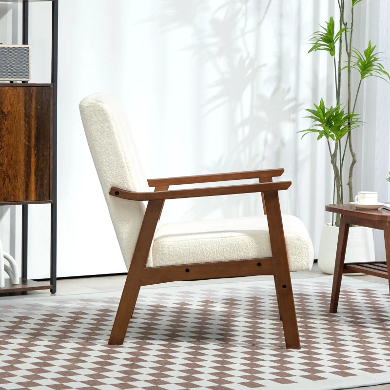 Mid Century Modern Boucle Accent Chair in White - Stylish Seating for Home Decor