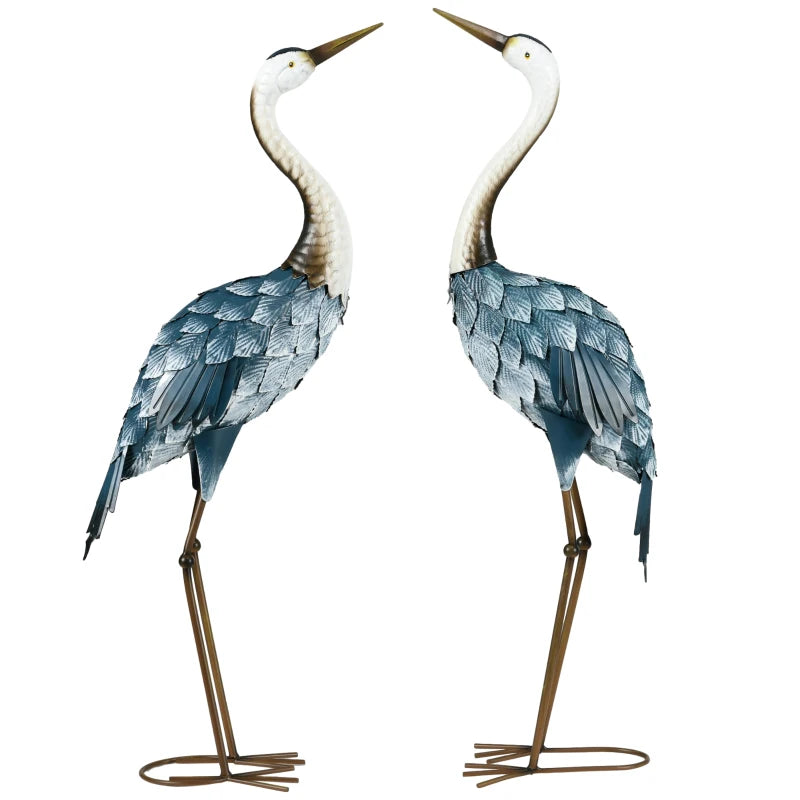 Colorful Crane Garden Statues - 2 Piece Set