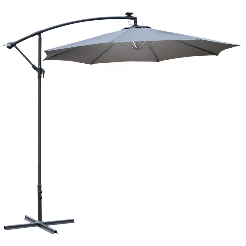 3m LED Cantilever Patio Umbrella - Grey