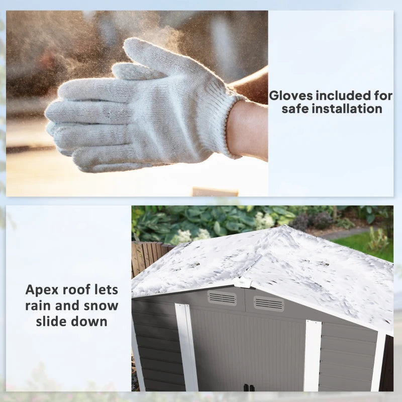 7x4ft Metal Garden Shed - Easy Assembly, Galvanised Steel, Double Doors, Vents, Light Grey