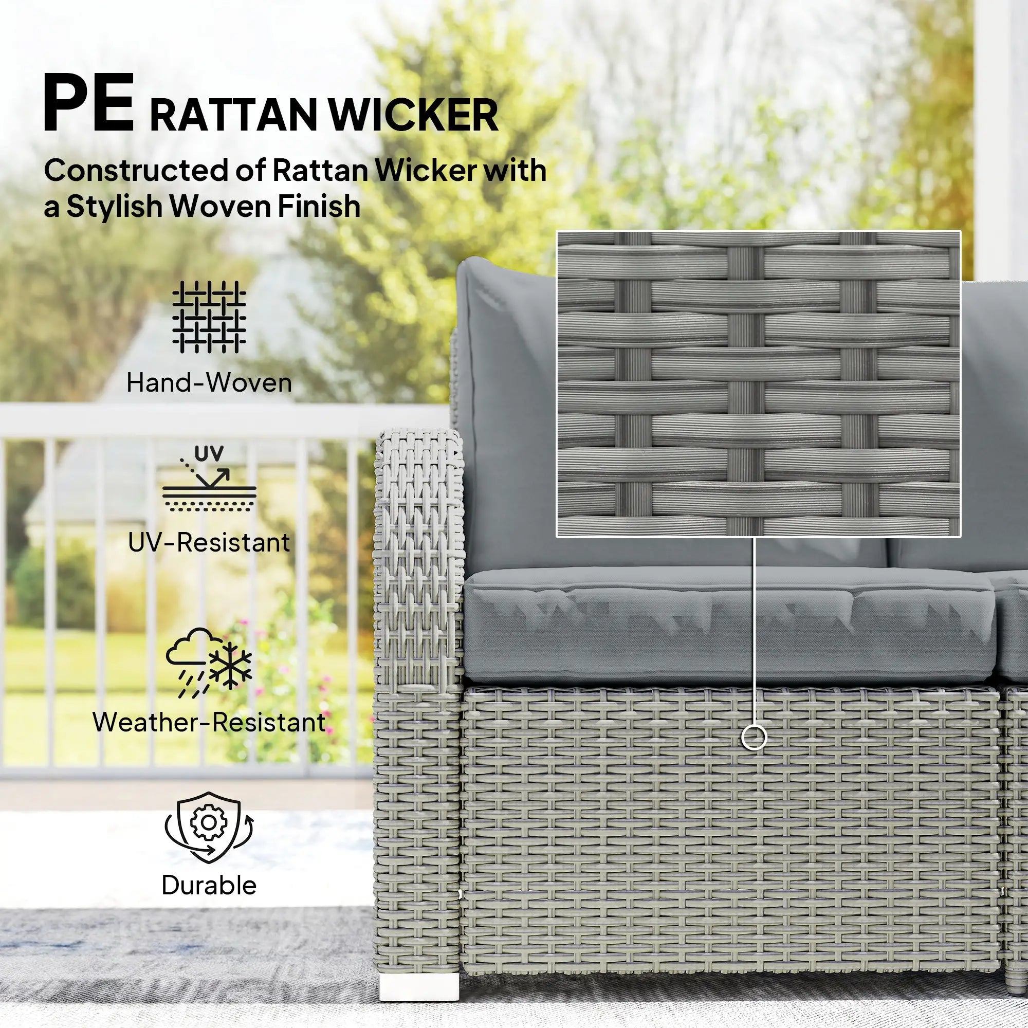 Dark Grey 6-Piece Rattan Garden Lounge Set with Reclining Armchairs, Hidden Footstools & Coffee Table