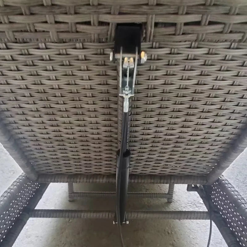 Dark Grey Rattan Sun Lounger with Adjustable Backrest & Washable Cushion for Patio & Garden