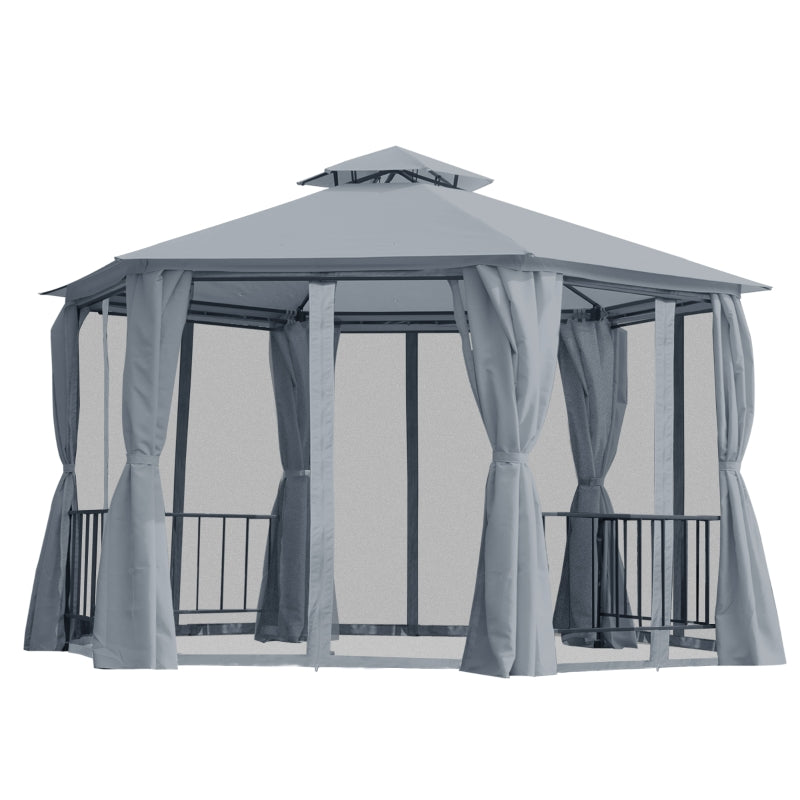 Grey 3m x 3m Hexagon Gazebo
