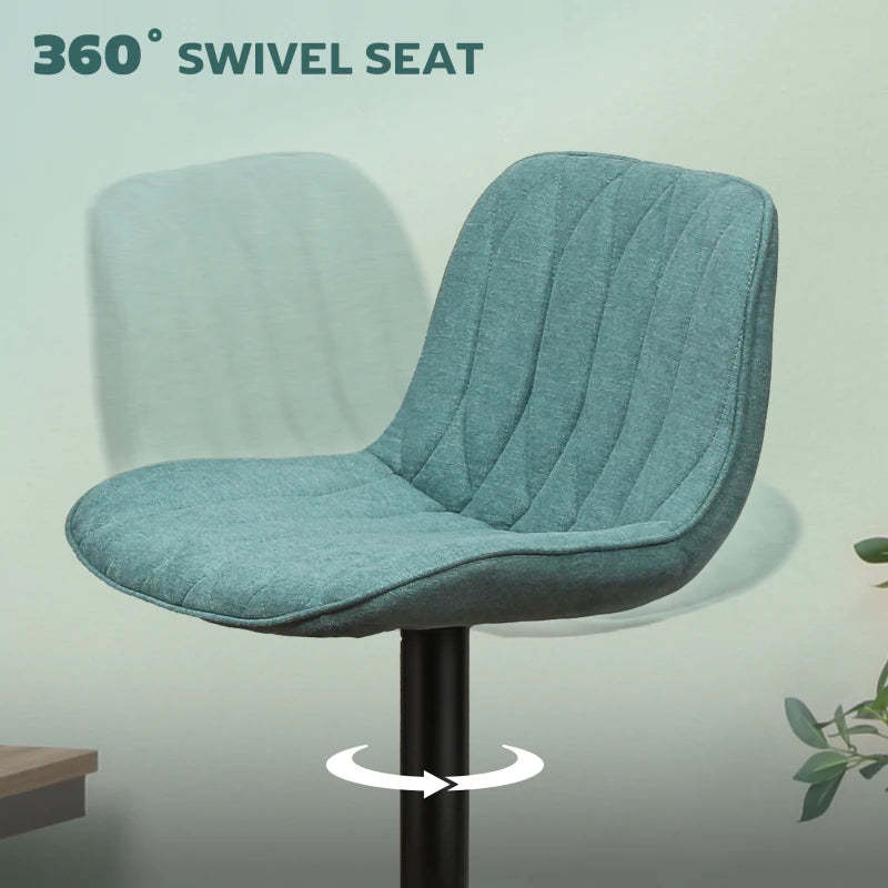 Set of 2 Stylish Blue Linen-Look Bar Stools - Modern Design for Kitchen & Dining - Comfortable Seating