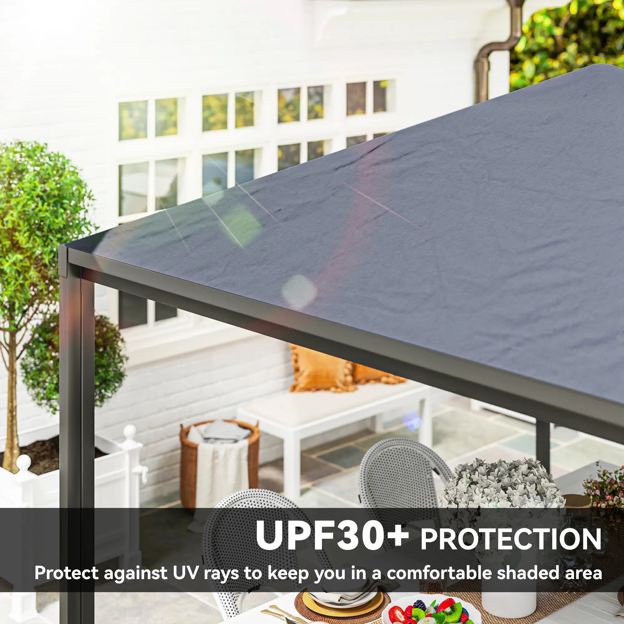 Extendable Metal Hard Top Gazebo with Wheels, UPF30+