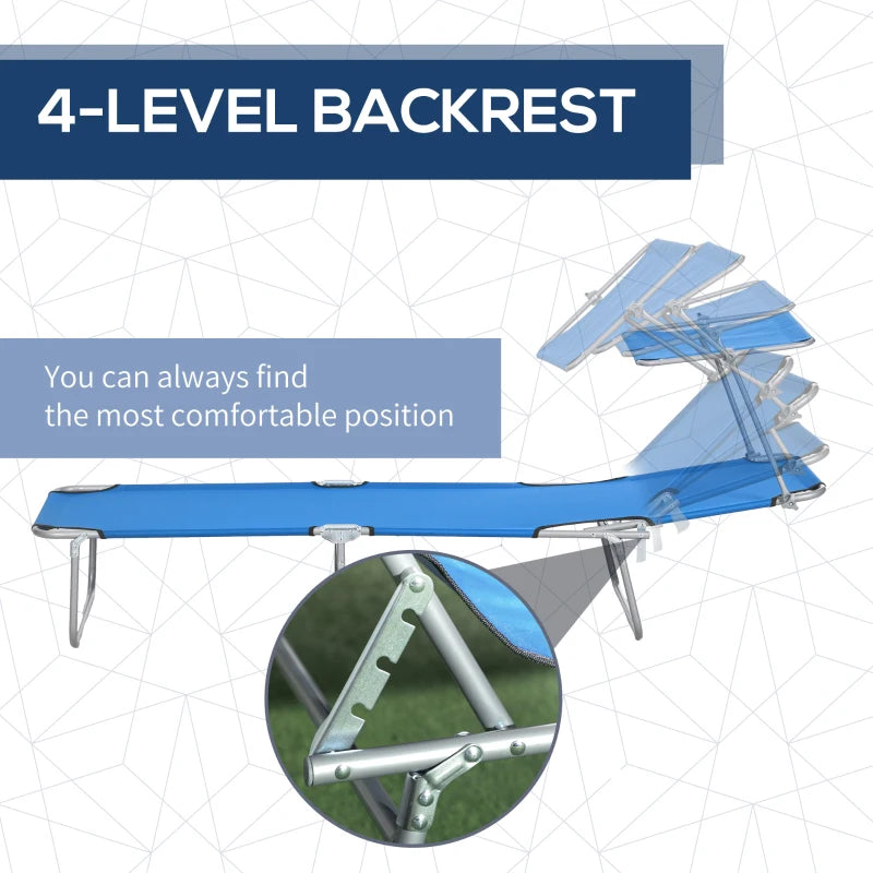 Adjustable Bright Blue Sun Lounger with Face Canopy - Outdoor Relaxation Chair