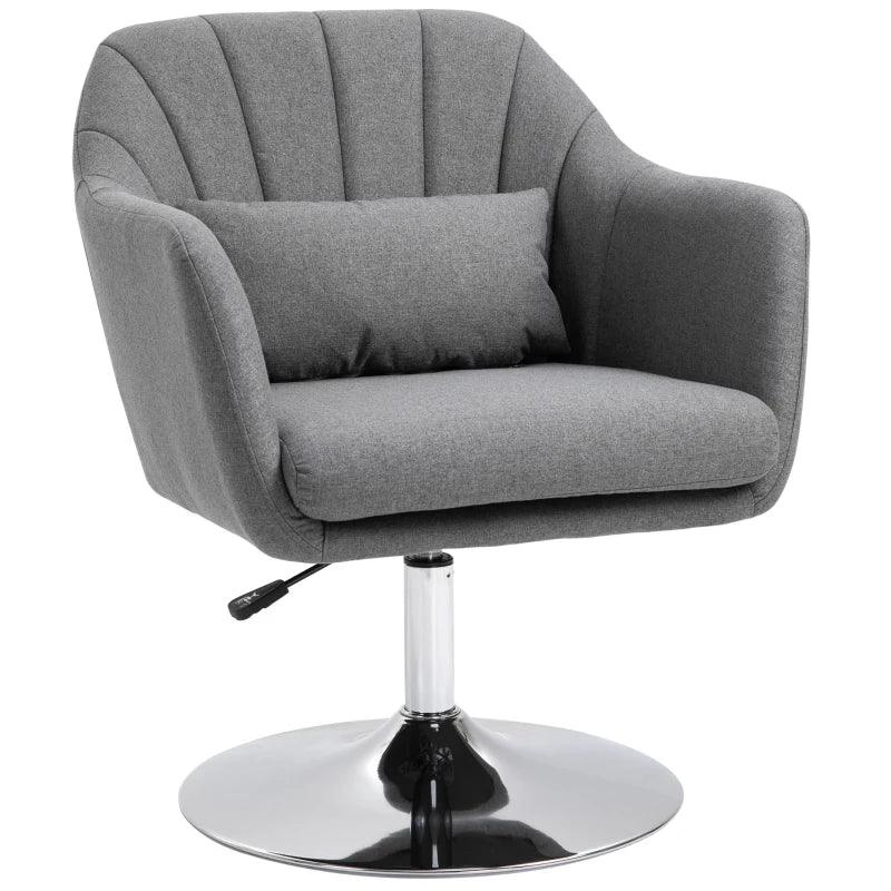 Contemporary Swivel Linen Accent Chair with Adjustable Height and Lumbar Support for Living Room and Office, Dark Grey
