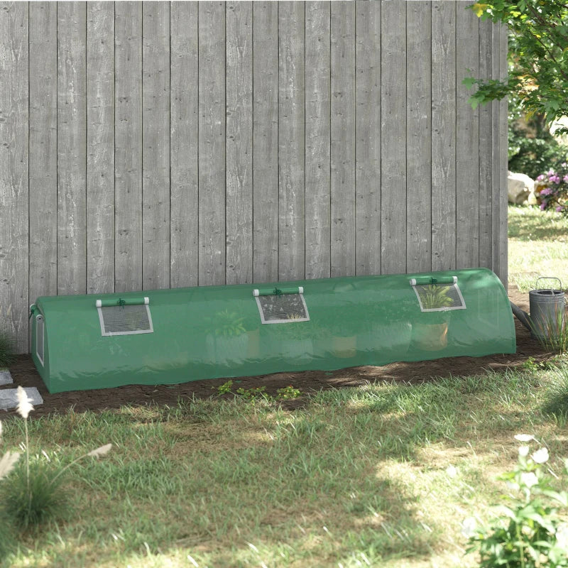 Portable Green Steel Frame Mini Greenhouse with 5 Mesh Windows