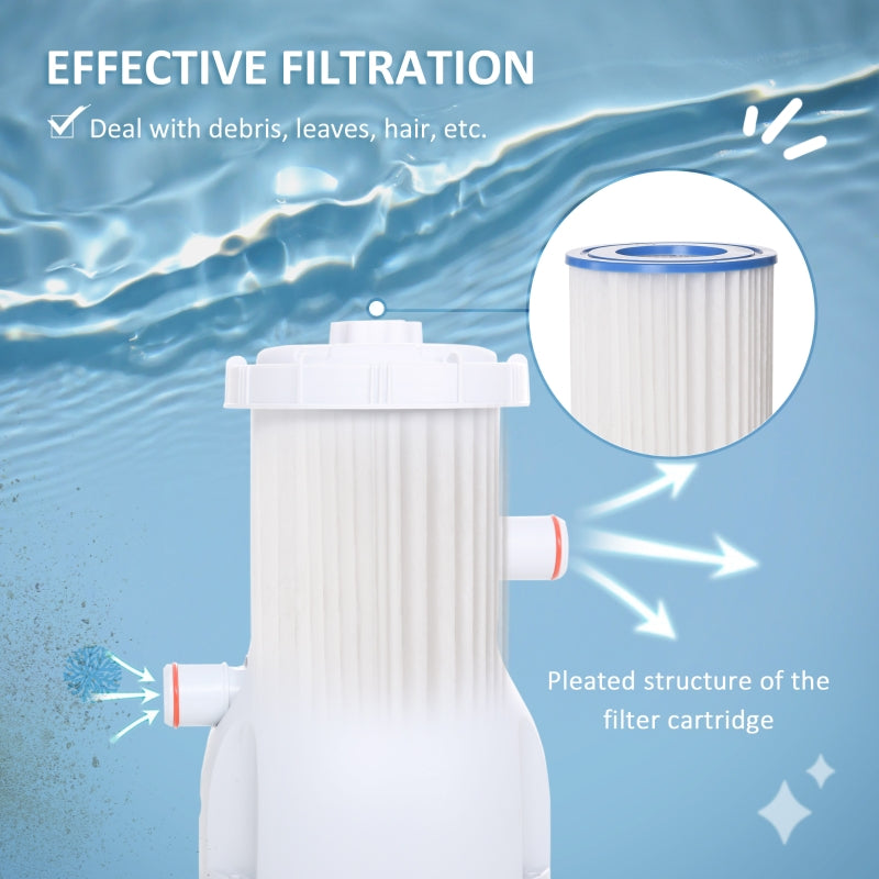Cartridge Filter Pump for 13'-15' Above Ground Pools, 800GPH (3028 LPH) Swimming Pool Filter Pump