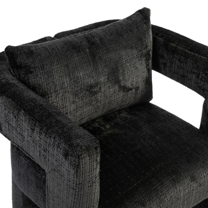 Set of 2 Comfortable Lounge Chairs with Hollow Armrests, Cushions and Pillows for Living Room, Black