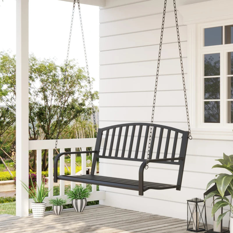 Black Metal 2 Seater Swing Bench