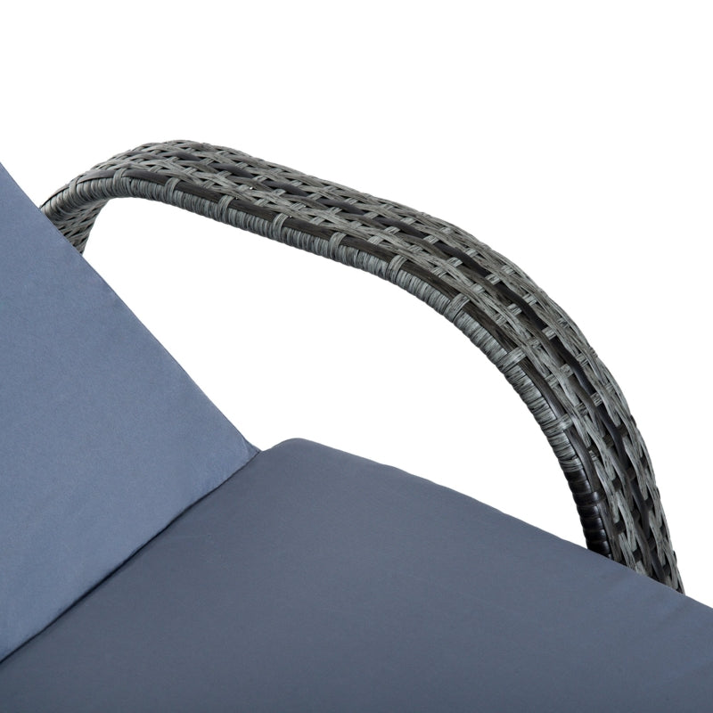 Grey Rattan Sun Lounger Set with Recliners and Coffee Table