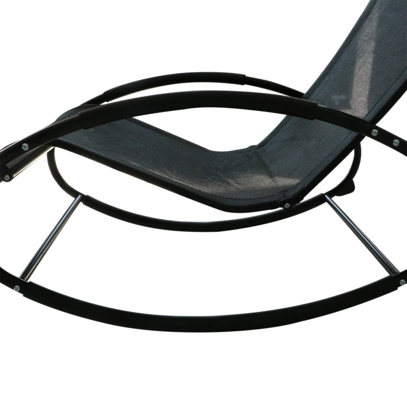 Black Rocking Sun Lounger with Pillow