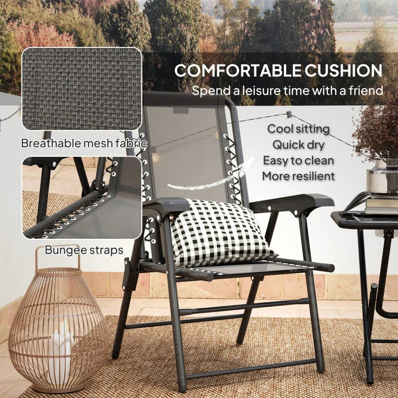Black Three-Piece Garden Table and Chair Set