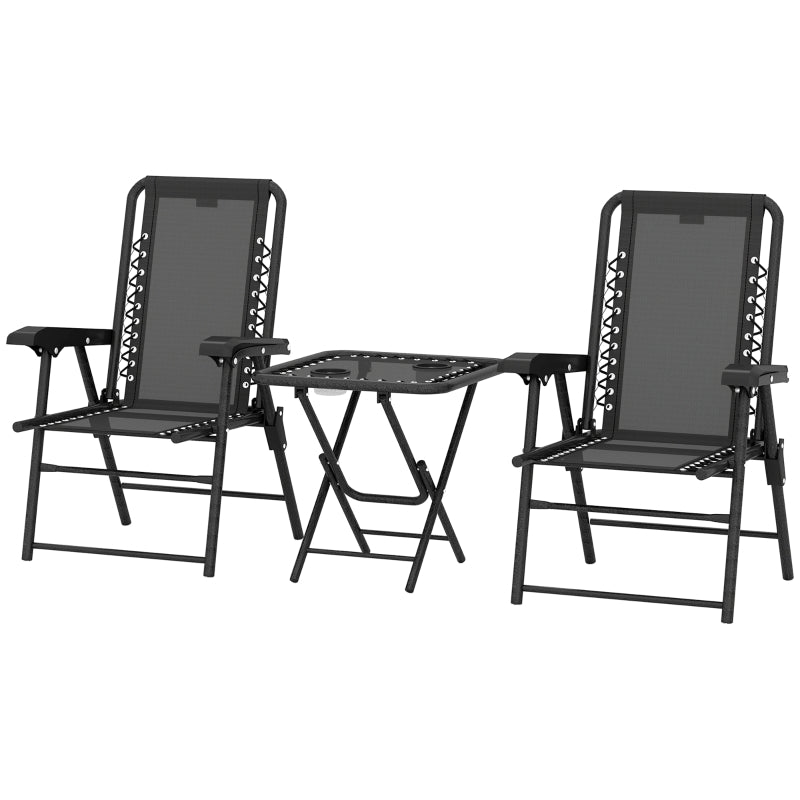 Black Three-Piece Garden Table and Chair Set
