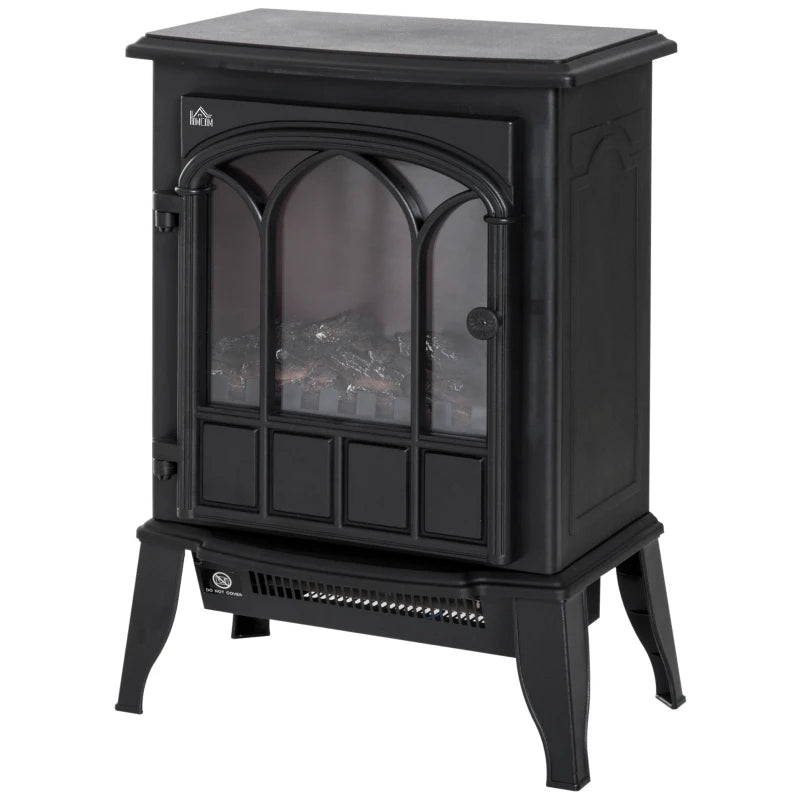 Freestanding Electric Fireplace Heater with LED Flame Effect and Overheating Protection 1000W 2000W Black