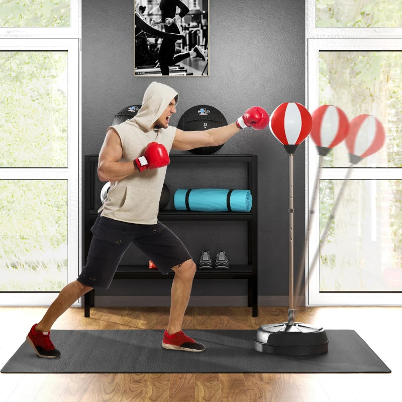 Adjustable Height Boxing Bag Set with Stand for Home Fitness Training Red