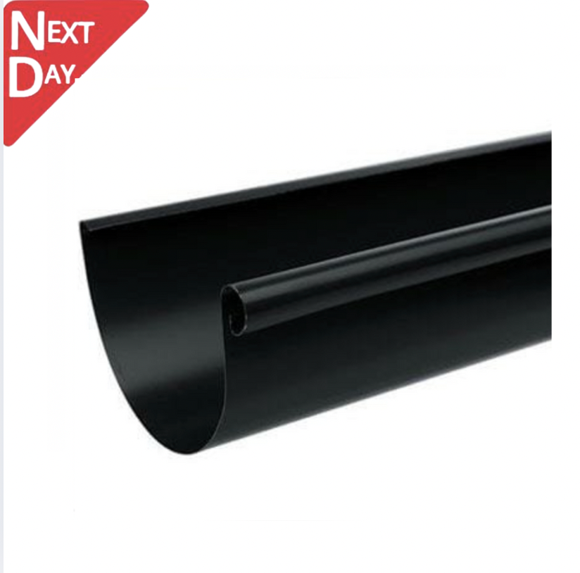 125mm Half Round Black Coated Galvanised Steel Gutter 3m Length