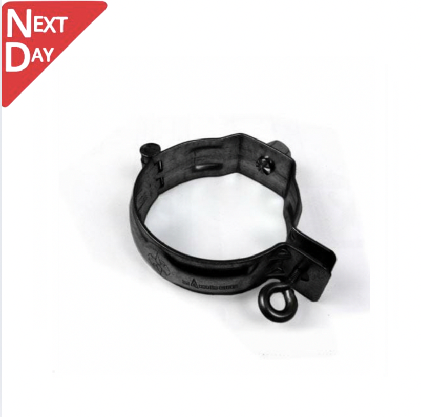 80mm Black Galvanised Steel Downpipe Bracket with M10 Boss - for use with M10 Screw (not included)