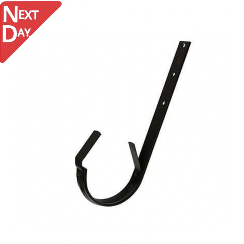 115mm Half Round Black Coated Galvanised Steel Top Fix Rafter Bracket (Bend On Site)