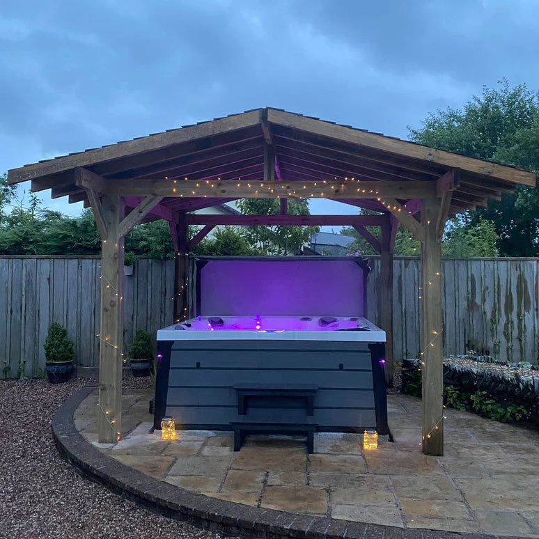 Ruby Wooden Apex Gazebo with Cedar Featheredge Roof – With Overhang Design