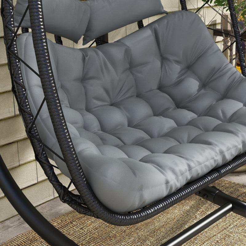 Black Steel Frame Hanging Egg Chair for Two
