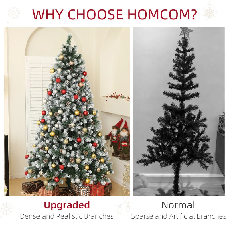 7ft Snow-Dipped Artificial Pine Christmas Tree - Realistic Holiday Decor for Festive Home Decoration