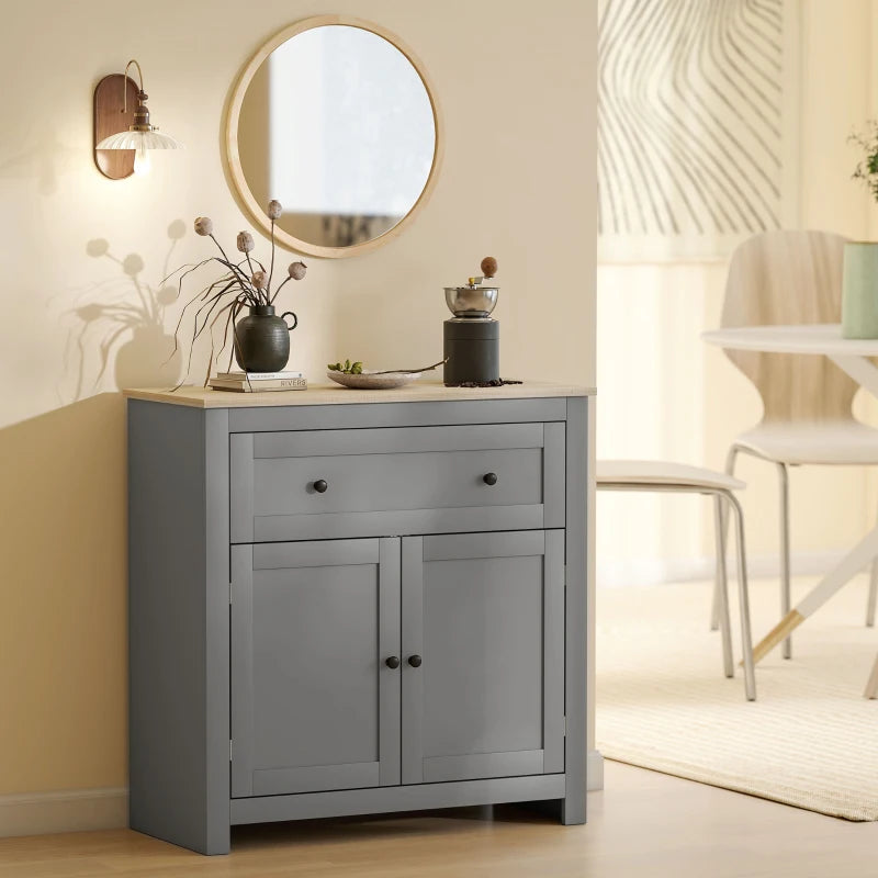 Modern Sideboard Storage Cabinet with Adjustable Shelf and Drawer for Living Room Dining Room Hallway Grey