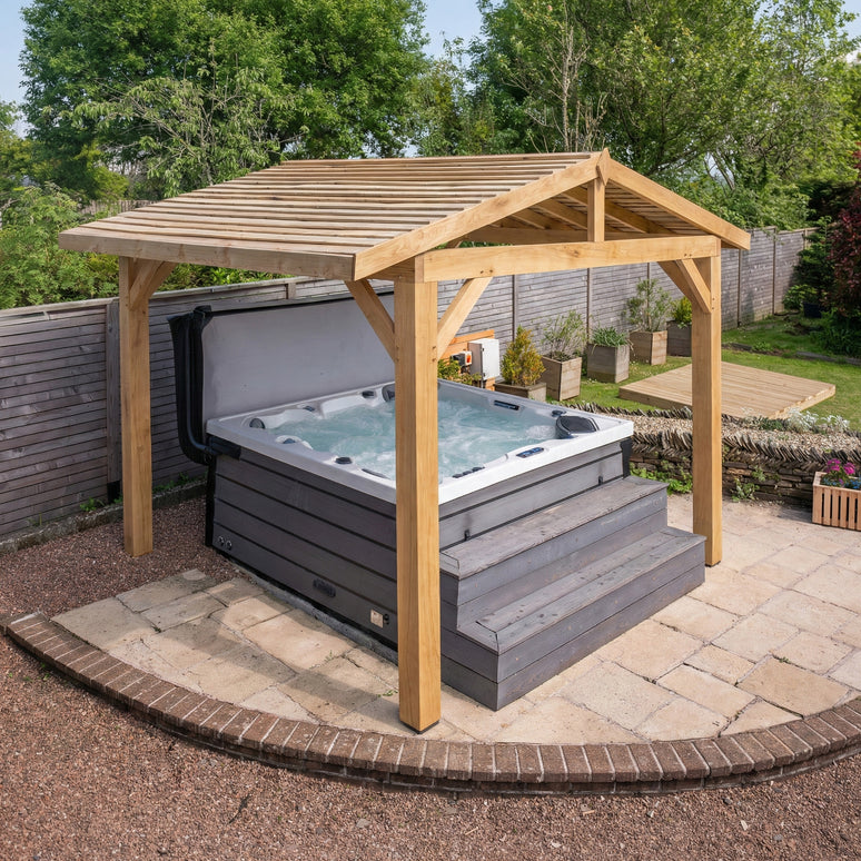 Ruby Oak Apex Gazebo with Treated Featheredge Roof – No Overhang Design