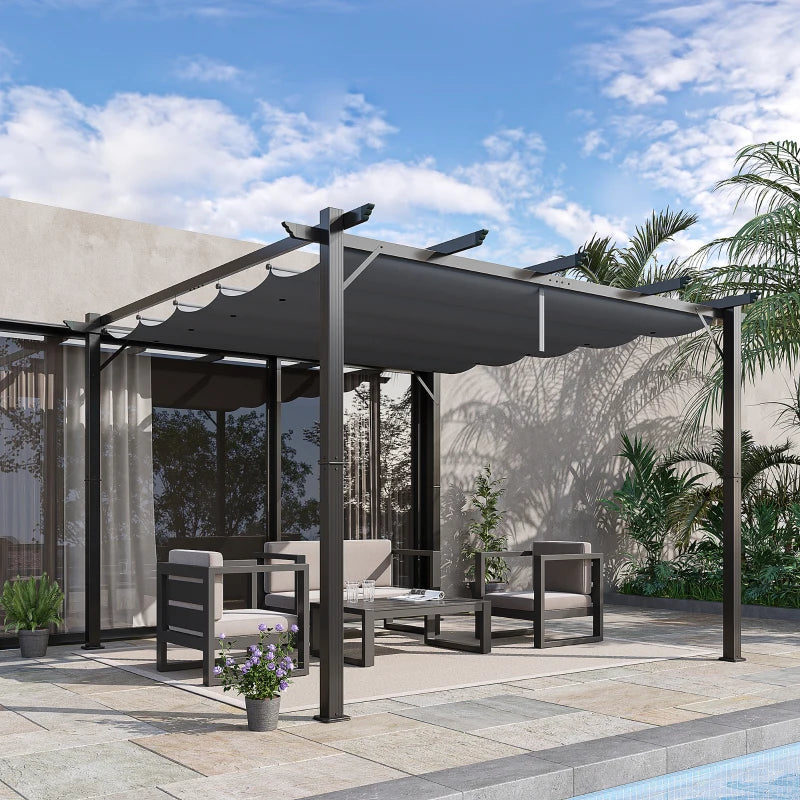 3 x 3 m Grey Aluminum Gazebo with Retractable Roof