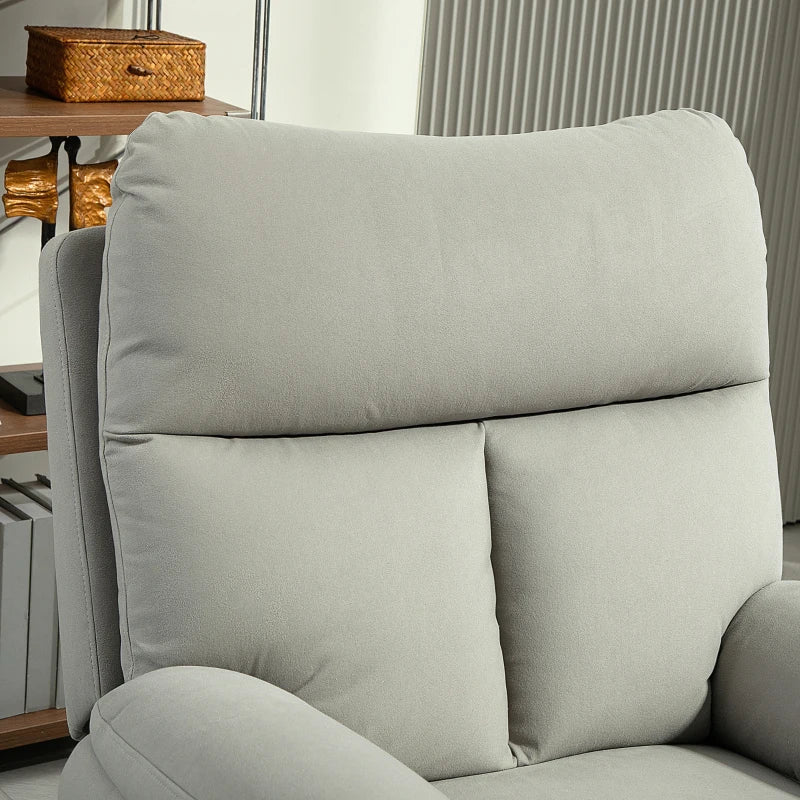 Grey Manual Reclining Armchair with Footrest - 140° Comfort for Living Room or Office