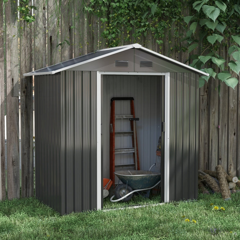 Anthracite 6.5ft x 3.5ft Metal Garden Storage Shed