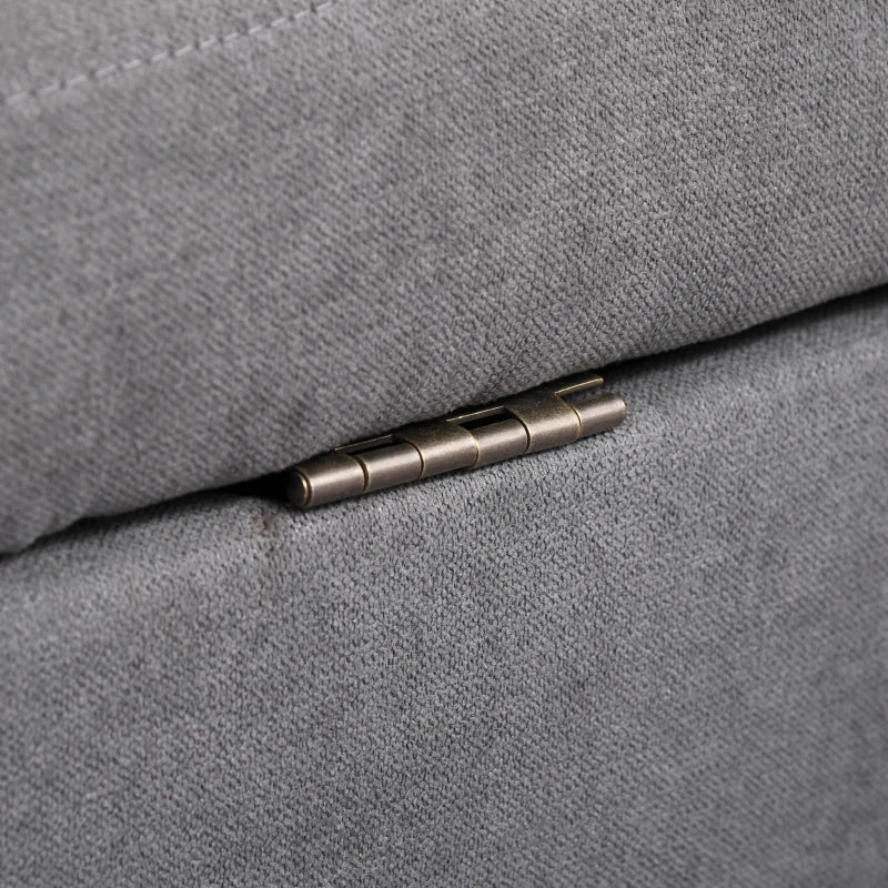 Compact 2 Seater Sofa with Hidden Storage, 117cm Tufted Cotton Couch for Living Room or Kitchen, Grey