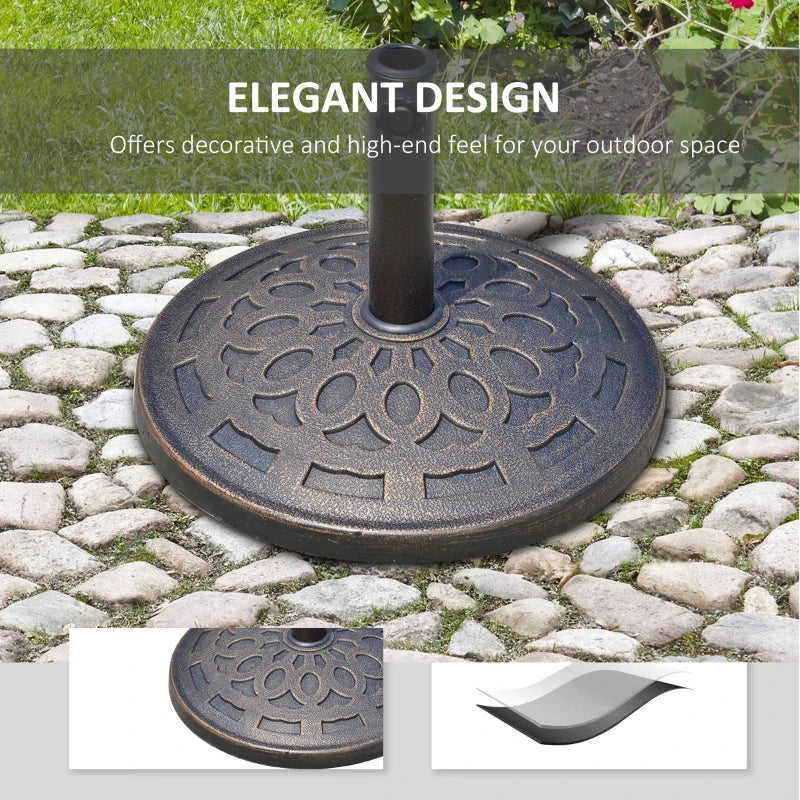 Bronze Round Garden Parasol Base Holder with Adjustable Coupler
